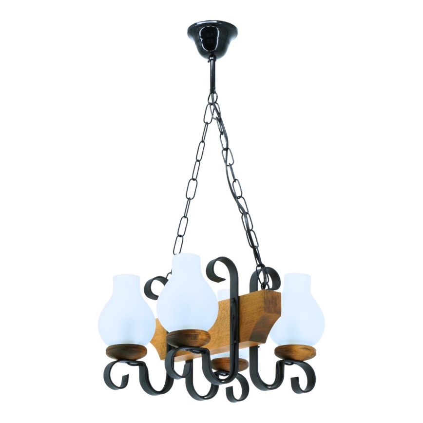 Lampadario a sospensione con catena VELA 4xE14/40W/230V faggio