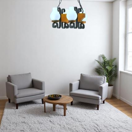 Lampadario a sospensione con catena VELA 4xE14/40W/230V faggio