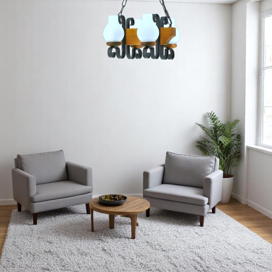 Lampadario a sospensione con catena VELA 4xE14/40W/230V faggio