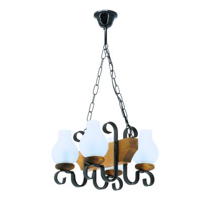 Lampadario a sospensione con catena VELA 4xE14/40W/230V faggio