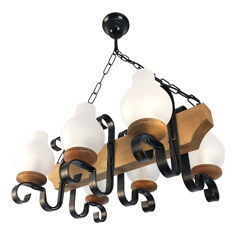Lampadario a sospensione con catena VELA 6xE14/40W/230V faggio - FSC certificato