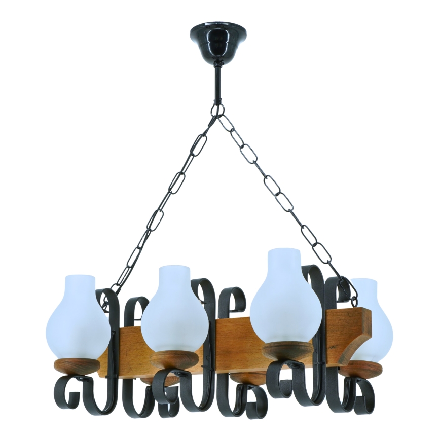 Lampadario a sospensione con catena VELA 6xE14/40W/230V faggio - FSC certificato