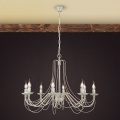 Lampadario a sospensione con catena VELA 8xE14/40W/230V diametro 80 cm bianco/oro/patina