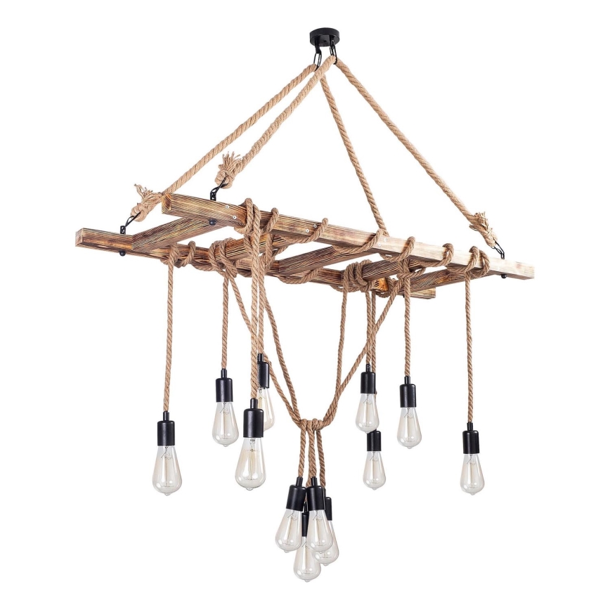 Lampadario a sospensione con cavi EREBOS 12xE27/40W/230V marrone