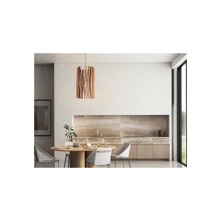 Lampadario a sospensione con cavo 1xE27/60W/230V Ø 38 cm legno massello/frassino/legno di caucciù