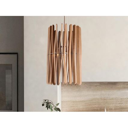 Lampadario a sospensione con cavo 1xE27/60W/230V Ø 38 cm legno massello/frassino/legno di caucciù