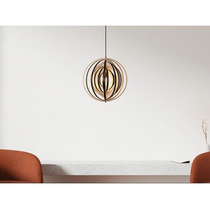 Lampadario a sospensione con cavo 1xE27/60W/230V Ø 43,5 cm massello/impiallacciatura/legno di Hevea