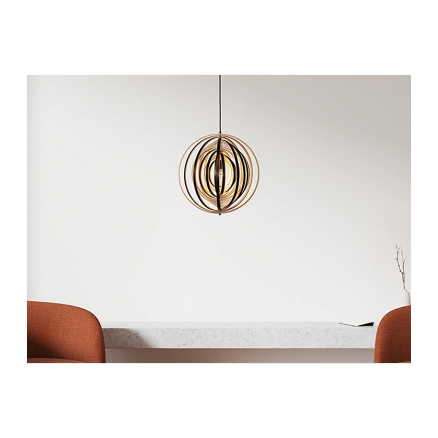 Lampadario a sospensione con cavo 1xE27/60W/230V Ø 43,5 cm massello/impiallacciatura/legno di Hevea