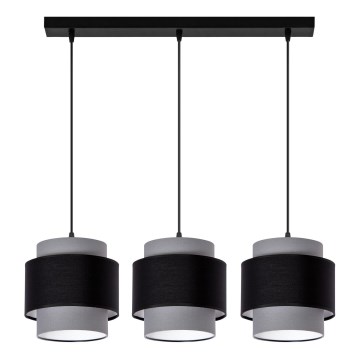Lampadario a sospensione con cavo 3xE27/60W/230V grigio