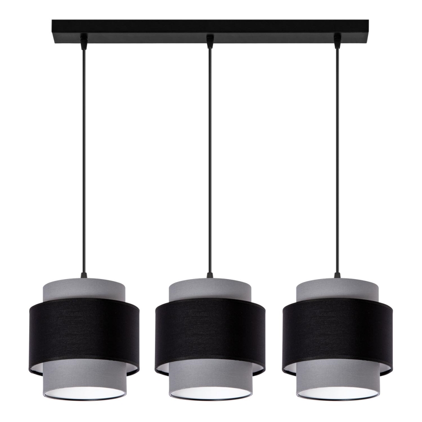 Lampadario a sospensione con cavo 3xE27/60W/230V grigio
