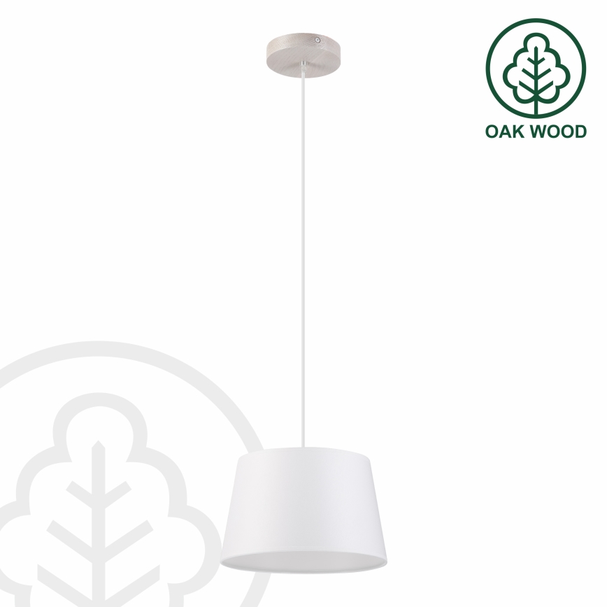 Lampadario a sospensione con cavo AIDA 1xE27/60W/230V Ø 25 cm rovere/bianco