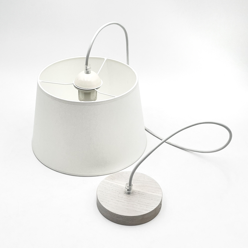 Lampadario a sospensione con cavo AIDA 1xE27/60W/230V Ø 25 cm rovere/bianco