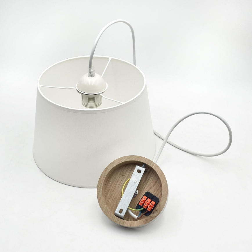 Lampadario a sospensione con cavo AIDA 1xE27/60W/230V Ø 25 cm rovere/bianco