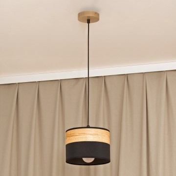 Lampadario a sospensione con cavo ALBA 1xE27/15W/230V diam. 20 cm nero/marrone