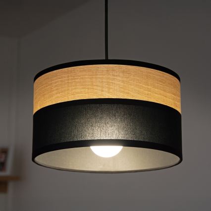 Lampadario a sospensione con cavo ALBA 1xE27/15W/230V diam. 20 cm nero/marrone