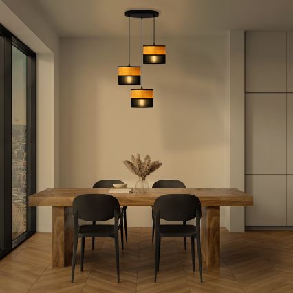 Lampadario a sospensione con cavo ALBA 3xE27/15W/230V diam. 40 cm nero/marrone