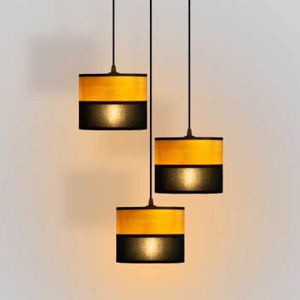 Lampadario a sospensione con cavo ALBA 3xE27/15W/230V diam. 40 cm nero/marrone