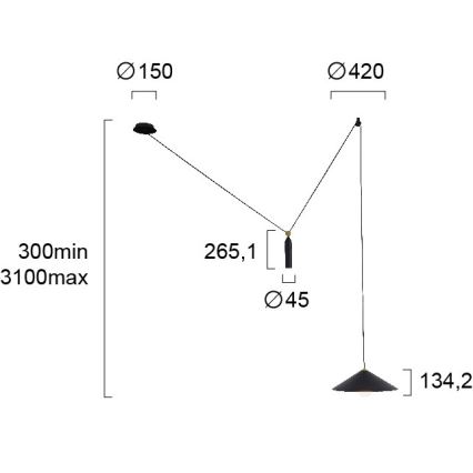 Lampadario a sospensione con cavo ALTO 1xE27/60W/230V nero