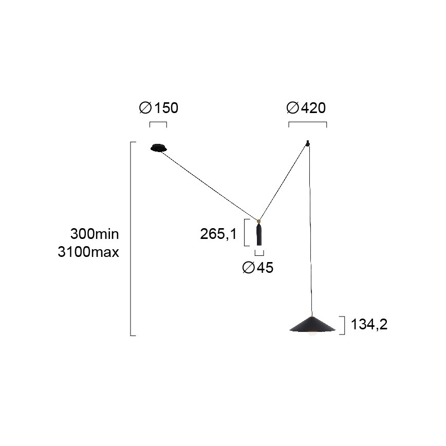 Lampadario a sospensione con cavo ALTO 1xE27/60W/230V nero