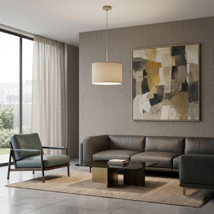 Lampadario a sospensione con cavo ARDEN 1xE27/15W/230V diametro 25 cm beige