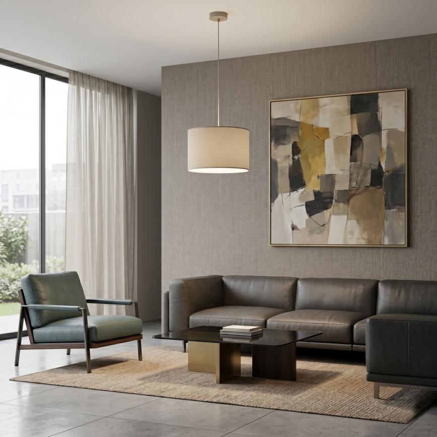 Lampadario a sospensione con cavo ARDEN 1xE27/15W/230V diametro 25 cm beige
