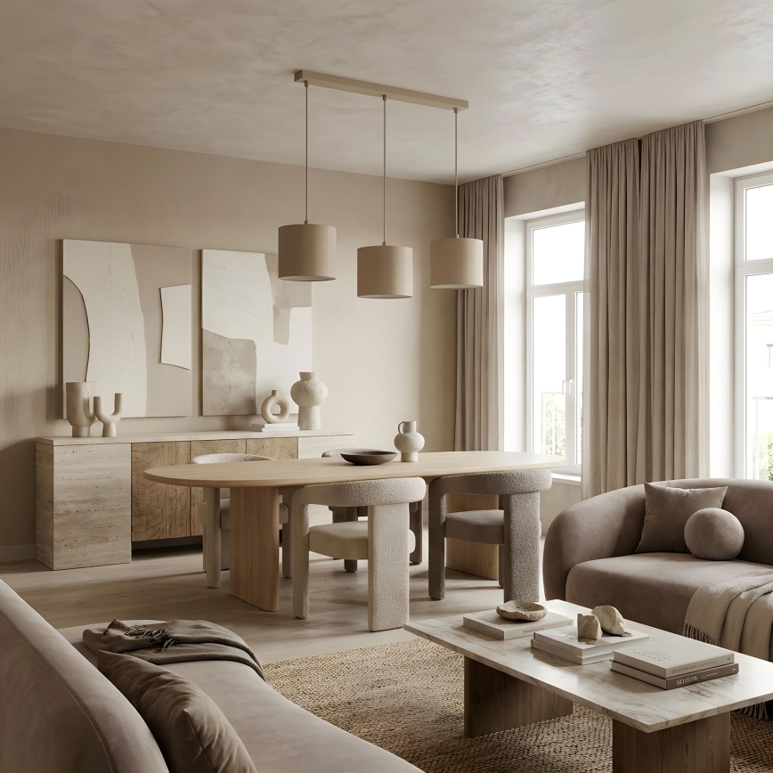 Lampadario a sospensione con cavo ARDEN 3xE27/15W/230V beige