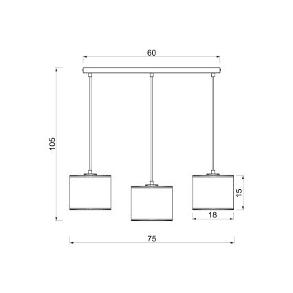 Lampadario a sospensione con cavo ARDEN 3xE27/15W/230V beige