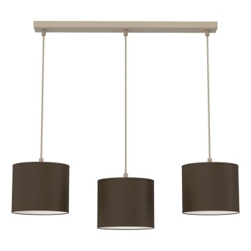Lampadario a sospensione con cavo ARDEN 3xE27/15W/230V beige/marrone