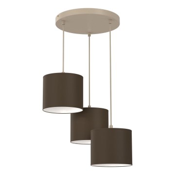 Lampadario a sospensione con cavo ARDEN 3xE27/15W/230V Ø 30 cm beige/marrone
