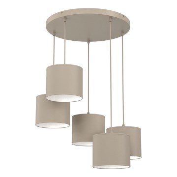 Lampadario a sospensione con cavo ARDEN 5xE27/15W/230V Ø 44 cm beige