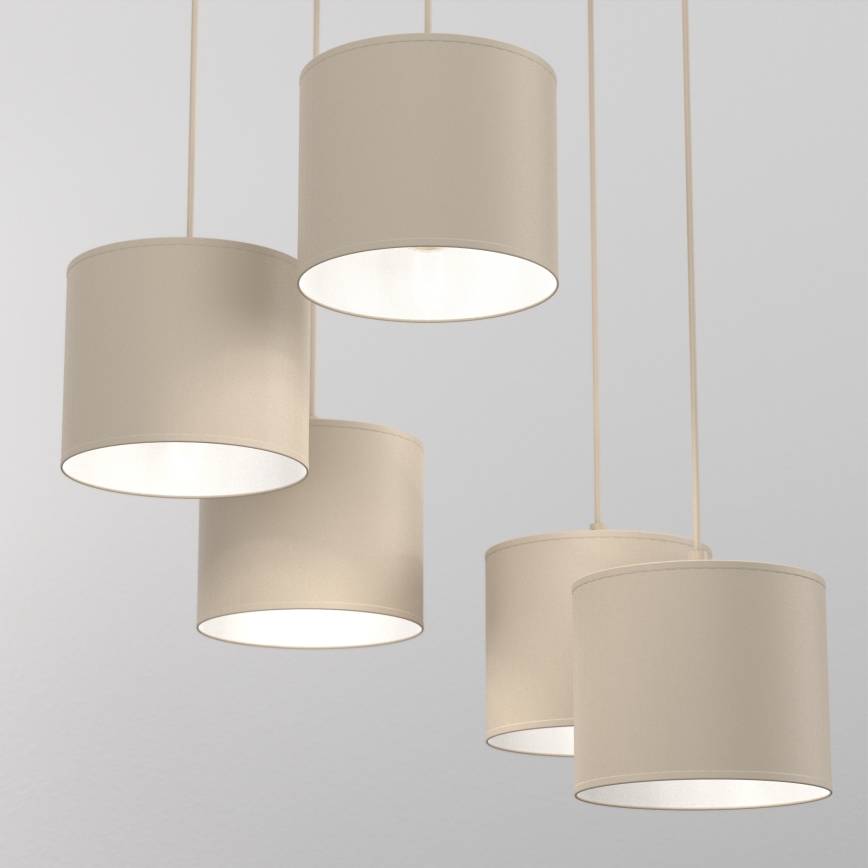 Lampadario a sospensione con cavo ARDEN 5xE27/15W/230V Ø 44 cm beige