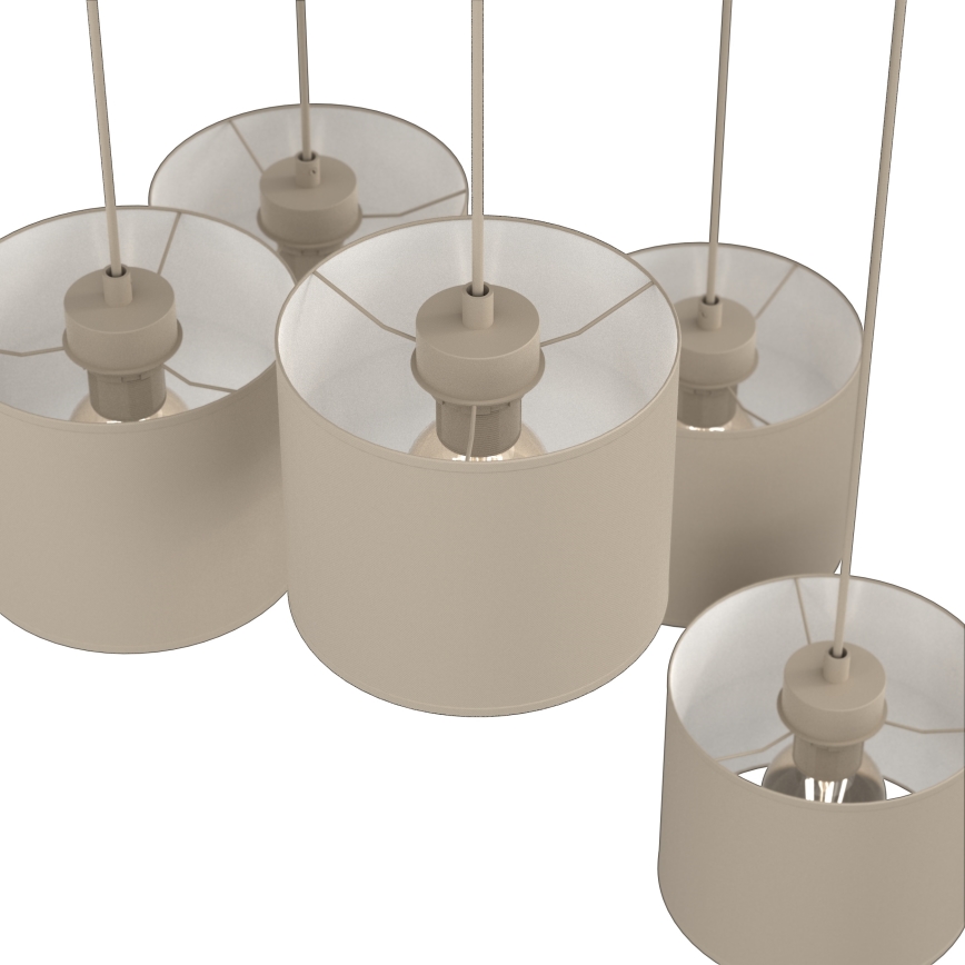 Lampadario a sospensione con cavo ARDEN 5xE27/15W/230V Ø 44 cm beige