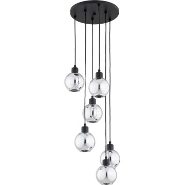 Lampadario a sospensione con cavo ARVENE 5xE27/15W/230V, nero/cromo lucido