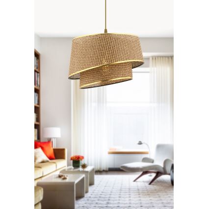 Lampadario a sospensione con cavo BARETTE 1xE27/60W/230V marrone/oro