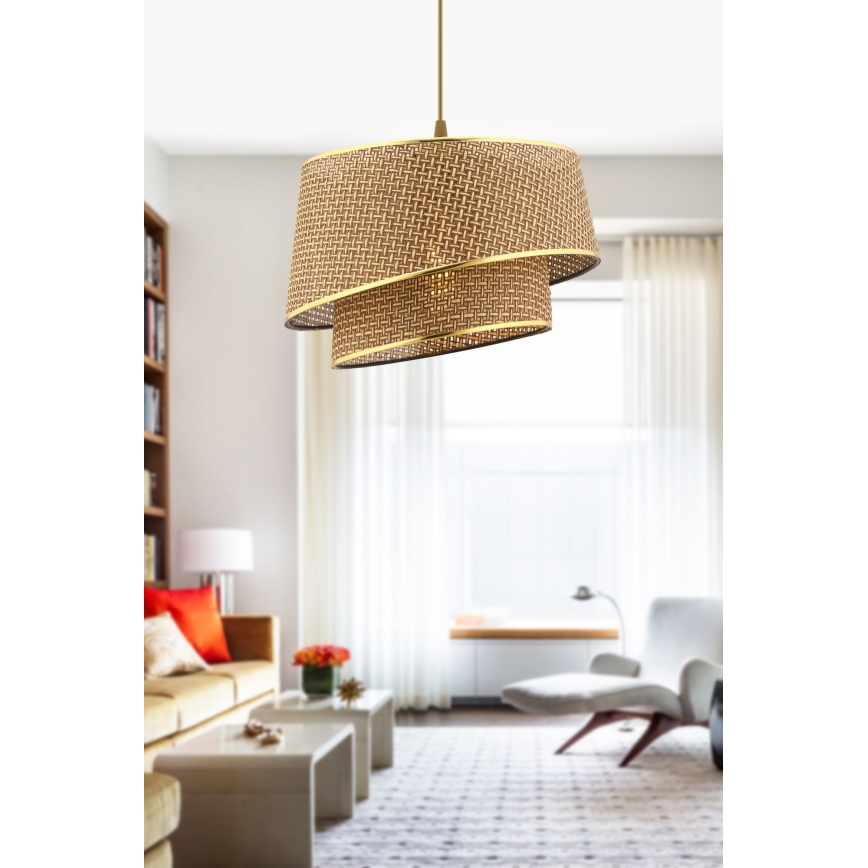 Lampadario a sospensione con cavo BARETTE 1xE27/60W/230V marrone/oro
