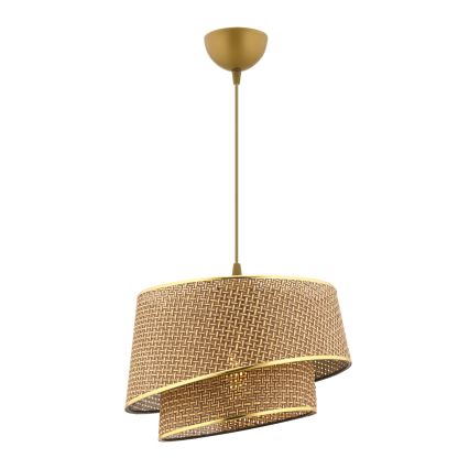 Lampadario a sospensione con cavo BARETTE 1xE27/60W/230V marrone/oro
