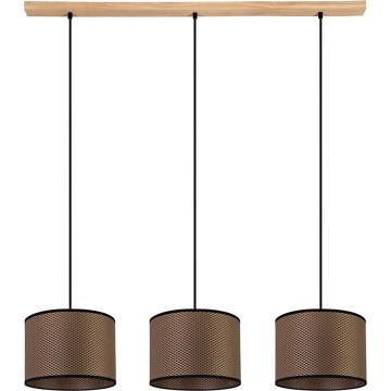 Lampadario a sospensione con cavo BENITA 3xE27/40W/230V marrone/rovere