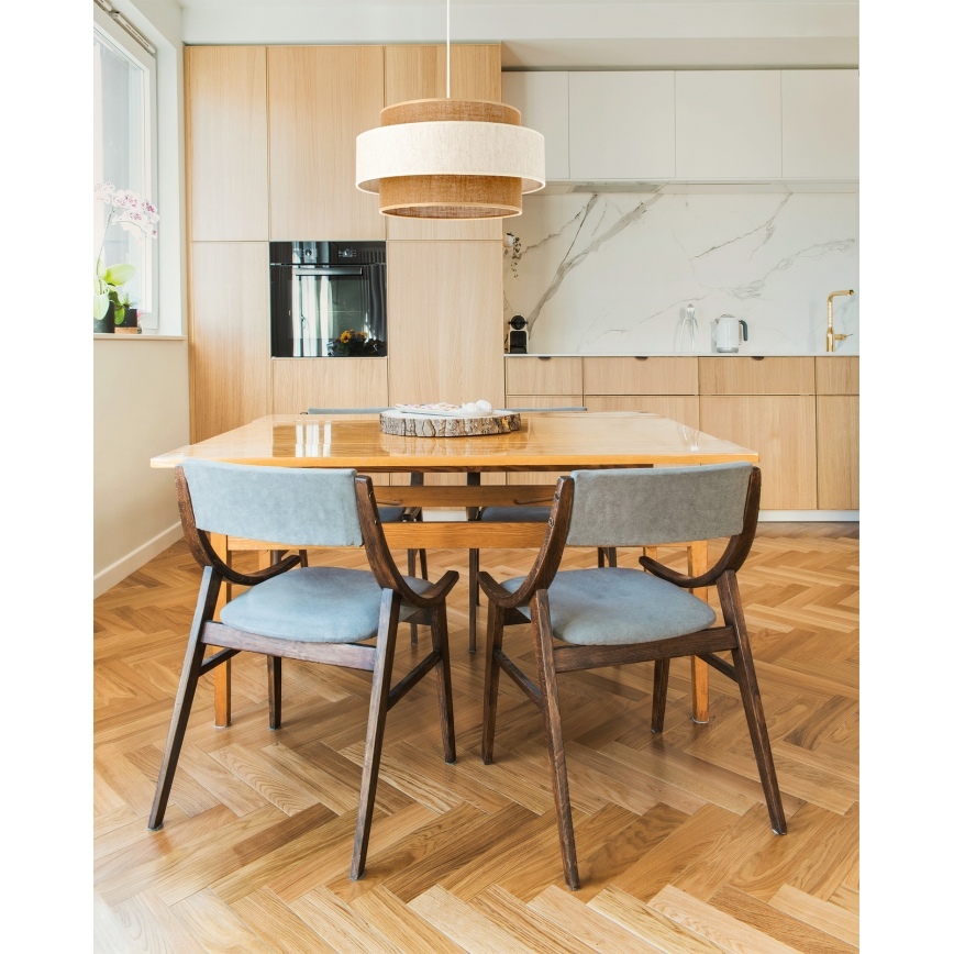 Lampadario a sospensione con cavo BOHO 1xE27/60W/230V diam. 40 cm crema/iuta