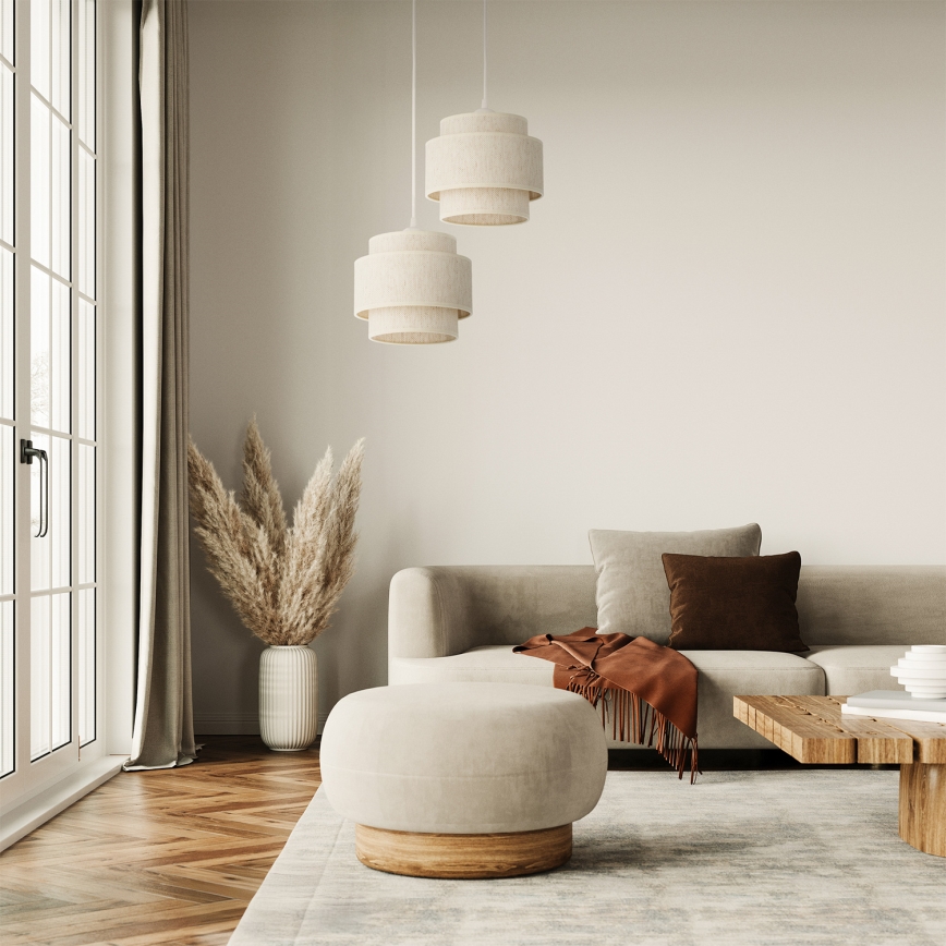 Lampadario a sospensione con cavo BOHO 2xE27/60W/230V bianco