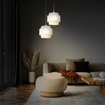 Lampadario a sospensione con cavo BOHO 2xE27/60W/230V bianco