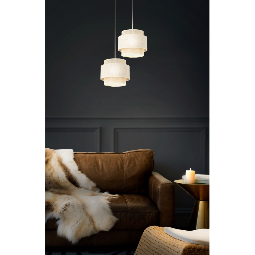 Lampadario a sospensione con cavo BOHO 2xE27/60W/230V crema/iuta
