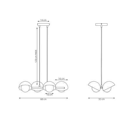 Lampadario a sospensione con cavo BOOM 4xG9/8W/230V arancione