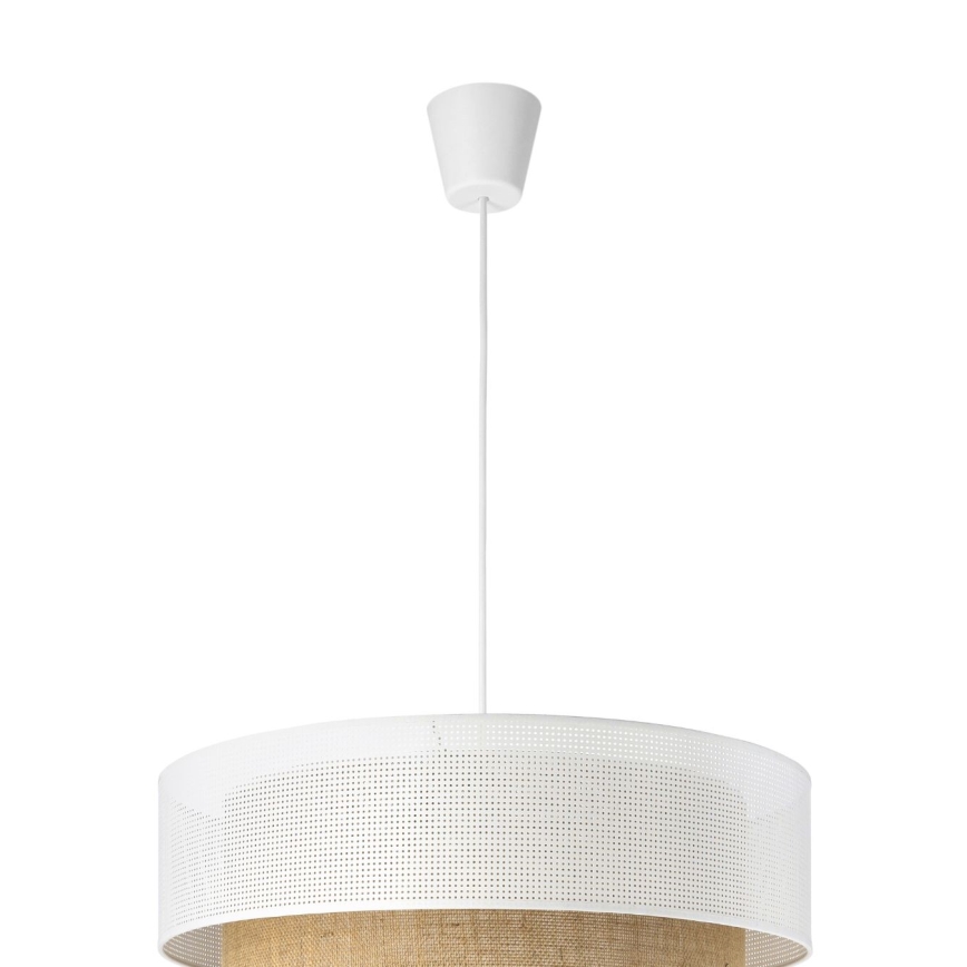 Lampadario a sospensione con cavo BORHO 1xE27/60W/230V Ø 40 cm bianco/iuta