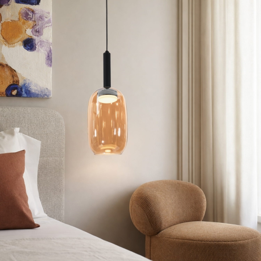 Lampadario a sospensione con cavo BUENO 1xGX53/9W/230V Ø 15 cm marrone fumé