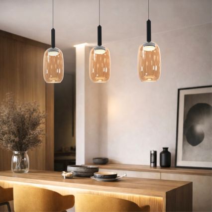 Lampadario a sospensione con cavo BUENO 1xGX53/9W/230V Ø 15 cm marrone fumé