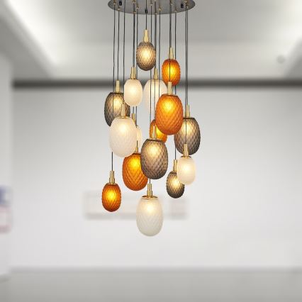 Lampadario a sospensione con cavo CACTUS 16xG9/5W/230V rame/grigio/bianco