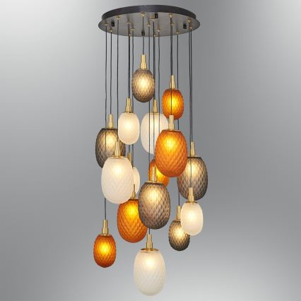 Lampadario a sospensione con cavo CACTUS 16xG9/5W/230V rame/grigio/bianco