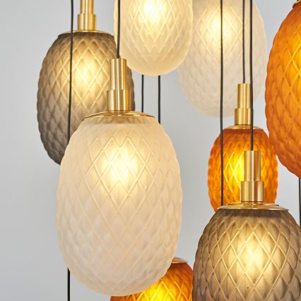 Lampadario a sospensione con cavo CACTUS 16xG9/5W/230V rame/grigio/bianco