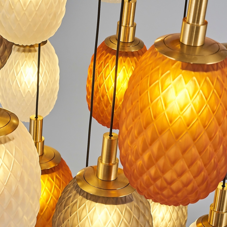 Lampadario a sospensione con cavo CACTUS 16xG9/5W/230V rame/grigio/bianco