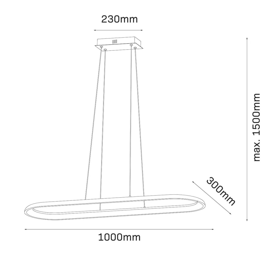 Lampadario a sospensione con cavo CASHMERE LED/80W/230V 30x100 cm bianco